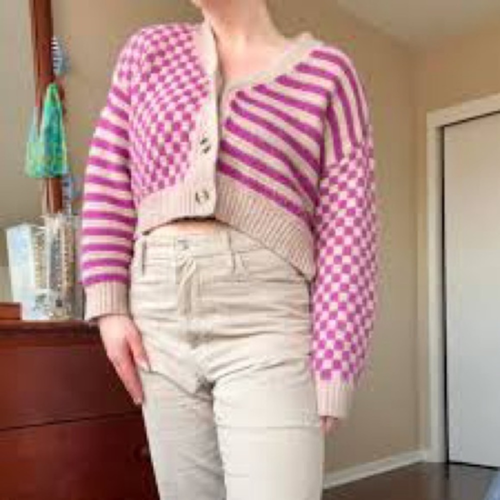 Lush cardigan stripes and checkers size small - Picture 2 of 6